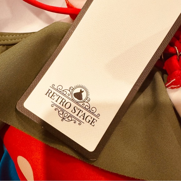 NWT Retro Stage Watermelon Bikini Top sz XXL Red 50s Ruffle - Picture 7 of 8